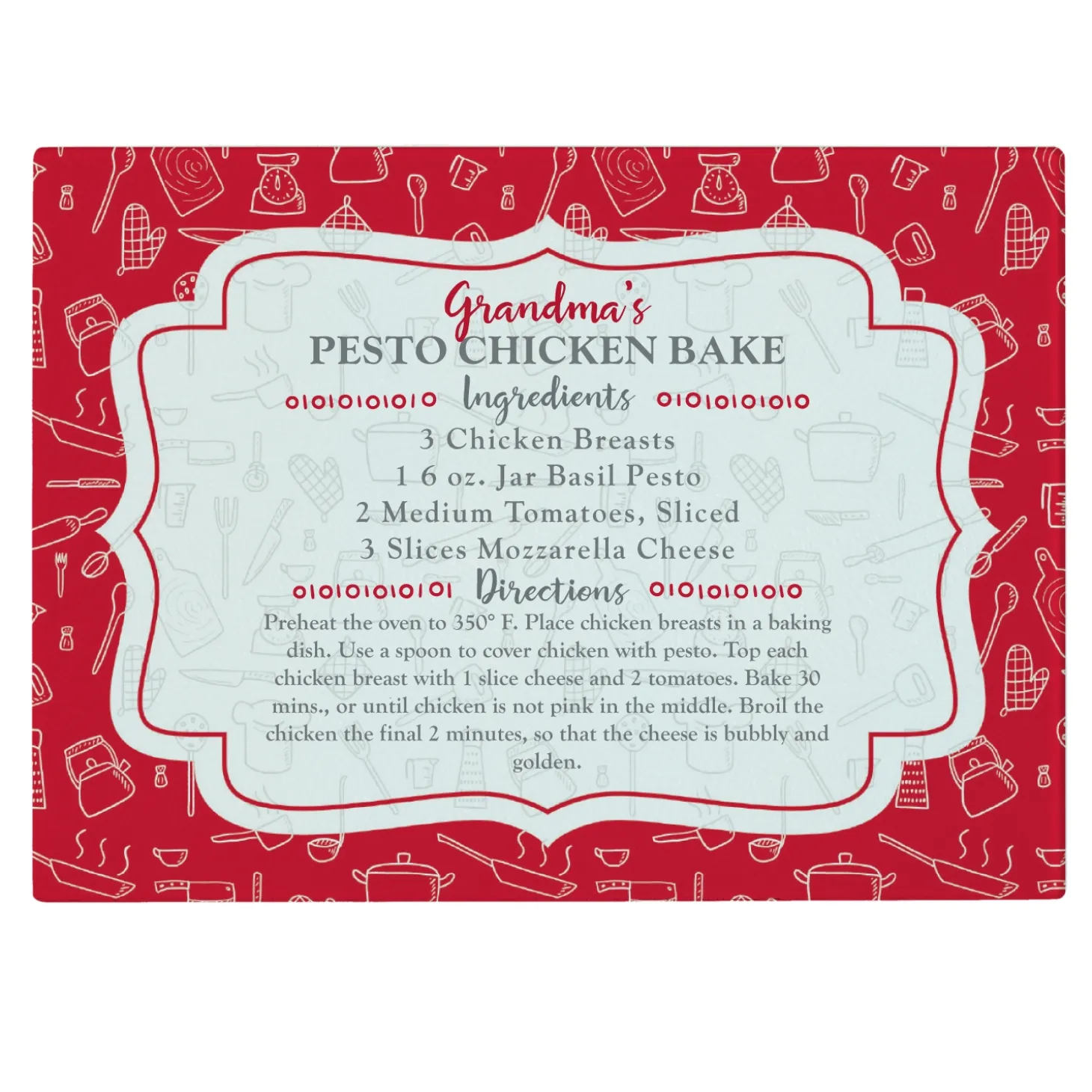 Your Family Recipe Glass Cutting Board