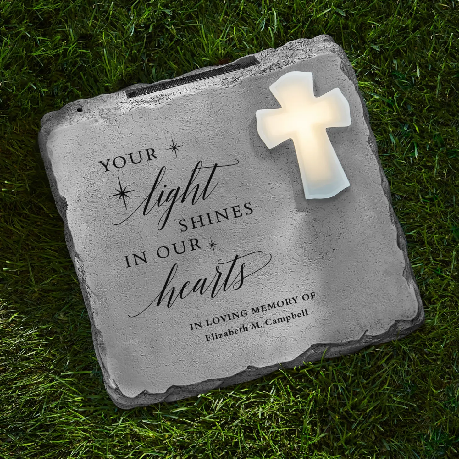 Your Light Shines Memorial Solar Garden Stone